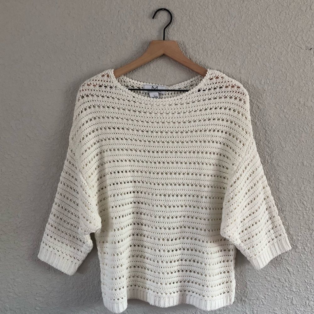 Magaschoni White Loose Knit Sweater